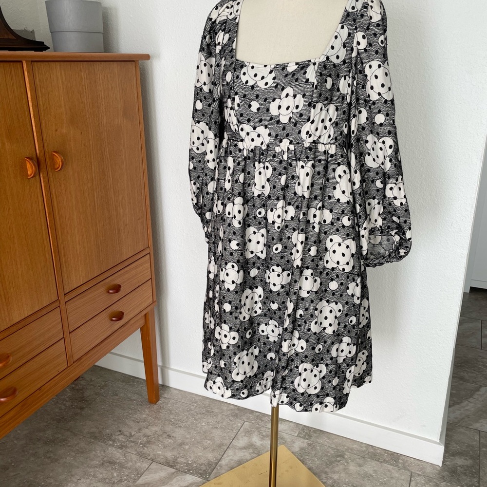 Anthropologie Black and White Bishop Sleeve Sundress